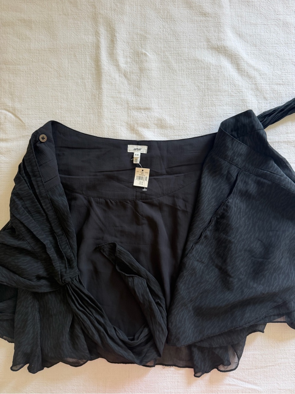Aerie Black Chiffon Wrap Skirt - Picture 4 of 11